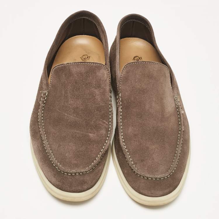 Pre Owned Loro Piana Brown Suede 'Summer Walk' Slip On Loafers Size 42