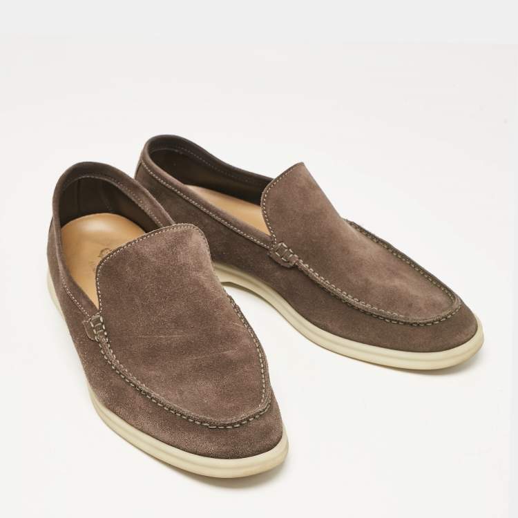 Pre Owned Loro Piana Brown Suede 'Summer Walk' Slip On Loafers Size 42