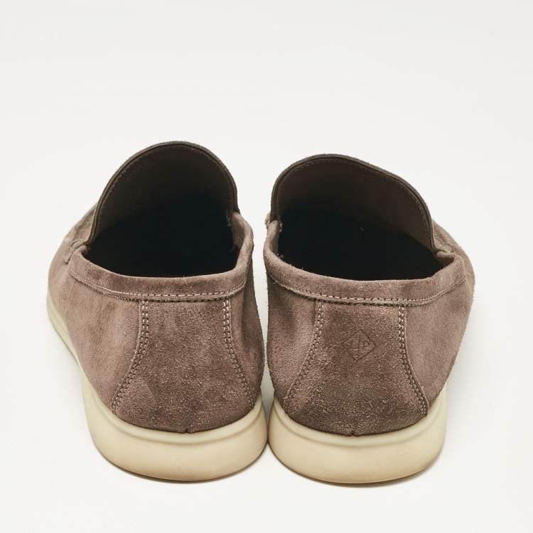 Pre Owned Loro Piana Brown Suede 'Summer Walk' Slip On Loafers Size 42