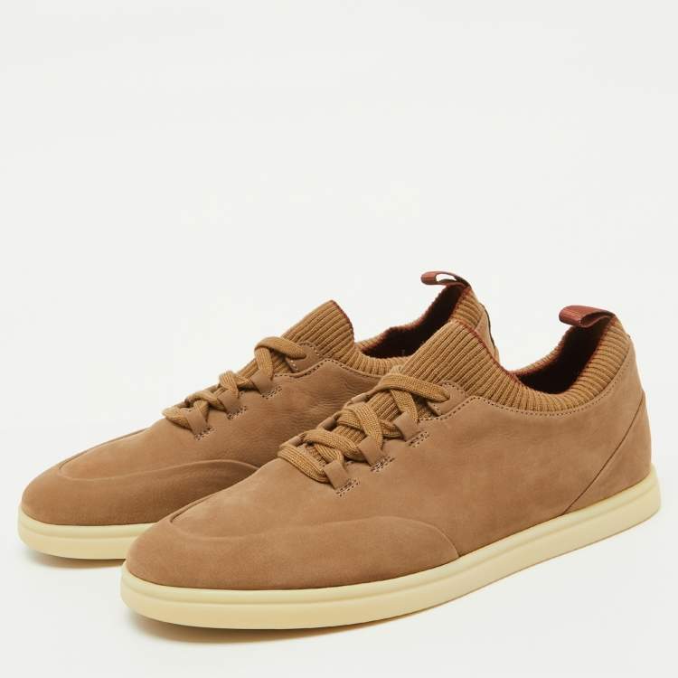 مملوكة مسبقًا Loro Piana Beige Nubuck Leather Soho Walk Sneakers Size 40