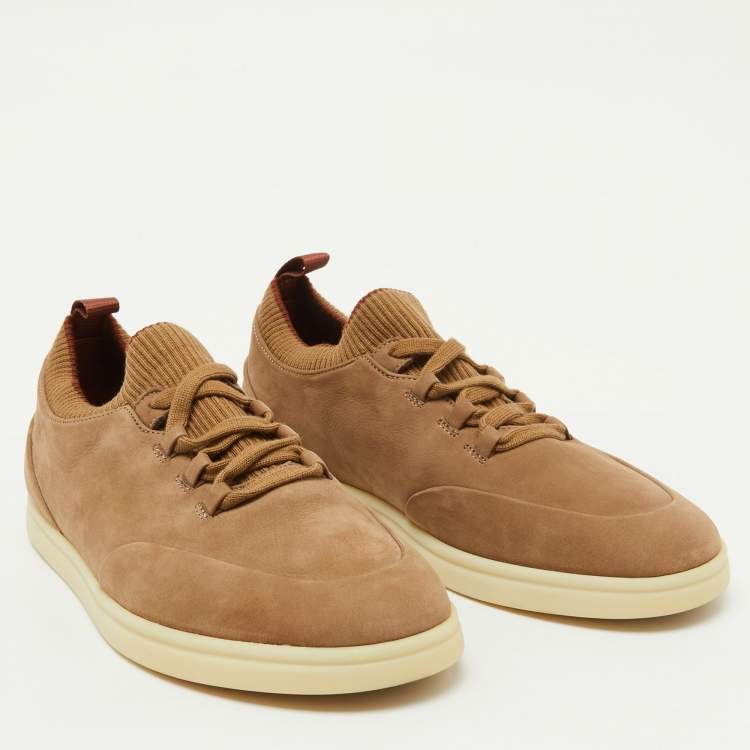 مملوكة مسبقًا Loro Piana Beige Nubuck Leather Soho Walk Sneakers Size 40