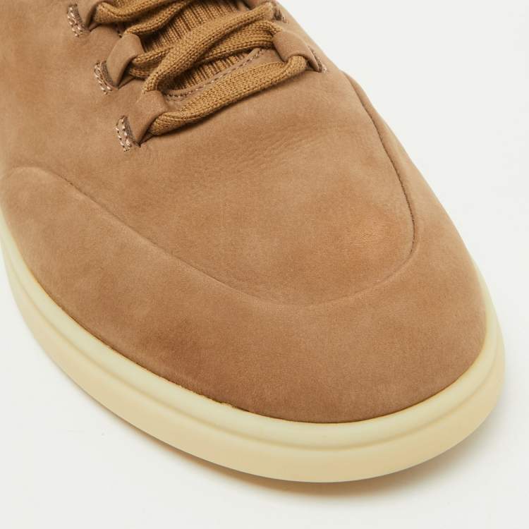مملوكة مسبقًا Loro Piana Beige Nubuck Leather Soho Walk Sneakers Size 40