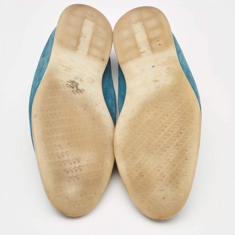 Pre Owned Loro Piana Blue Suede Summer Walk Loafers Size 44