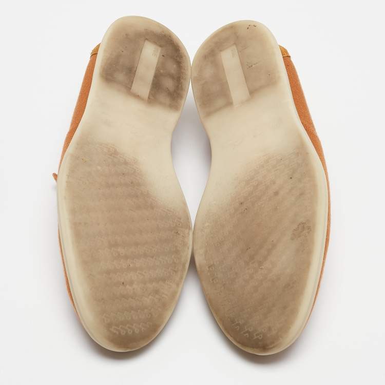 مملوكة مسبق�ًا Loro Piana Brown Knit Fabric Open Walk Slip On Loafers Size 42.5