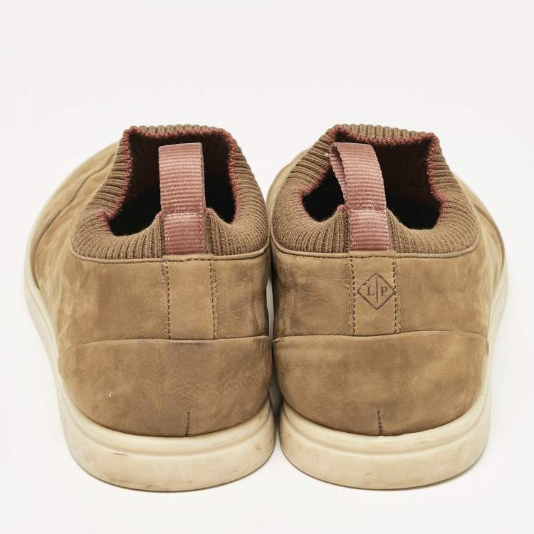 مملوكة مسبقًا Loro Piana Green Nubuck Leather Soho Walk Slip On Sneakers Size 42