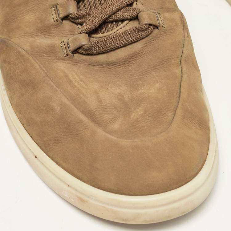 مملوكة مسبقًا Loro Piana Green Nubuck Leather Soho Walk Slip On Sneakers Size 42