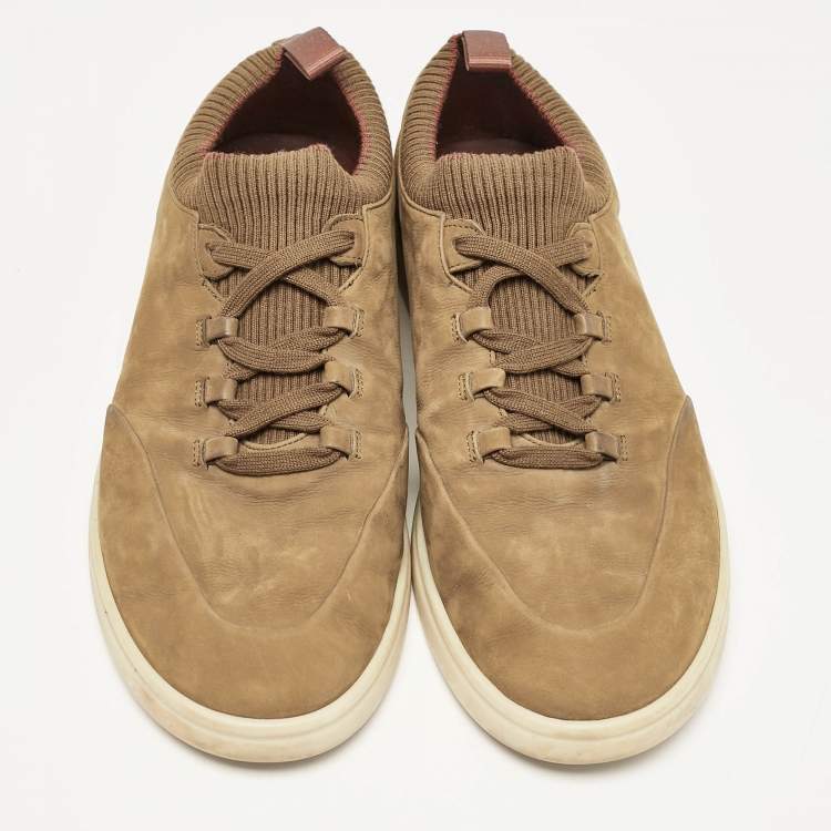مملوكة مسبقًا Loro Piana Green Nubuck Leather Soho Walk Slip On Sneakers Size 42