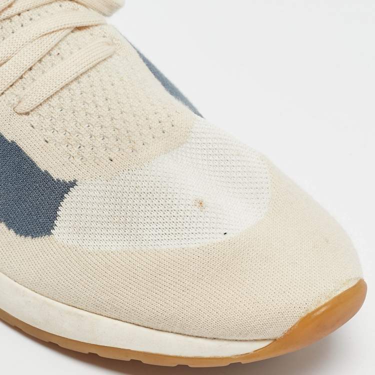 Pre Owned Loro Piana Tricolor Knit Fabric and Leather 360 LP Flexy Walk Lace Up Sneakers Size 42