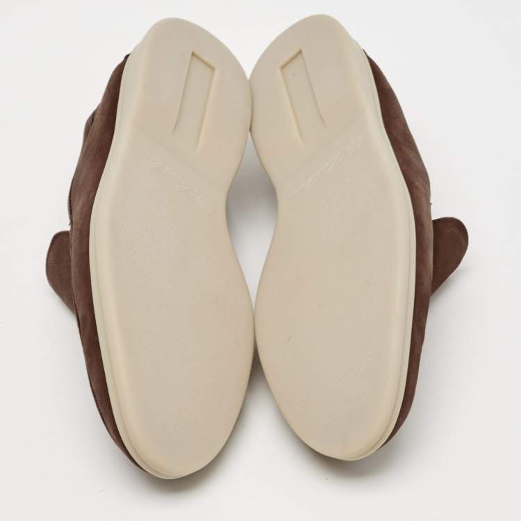 Pre Owned Loro Piana Brown Nubuck Leather Summer Walk Loafers Size 43