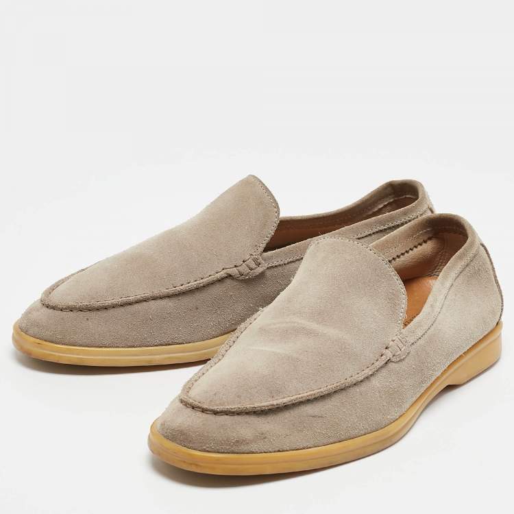 Pre Owned Loro Piana Grey Suede Summer Walk Slip On Loafers Size 42