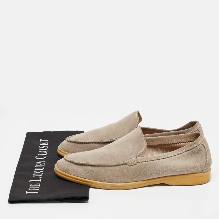 Pre Owned Loro Piana Grey Suede Summer Walk Slip On Loafers Size 42