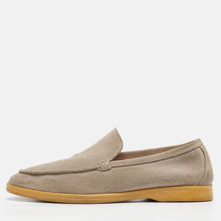 Pre Owned Loro Piana Grey Suede Summer Walk Slip On Loafers Size 42