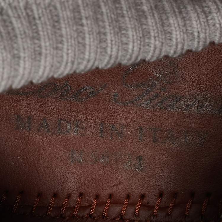 Pre Owned Loro Piana Grey Knit Fabric 360 LP Flexy Walk Slip On Sneakers Size 43