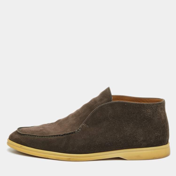 Pre Owned Loro Piana Brown Suede Open Walk Ankle Length Boots Size 44