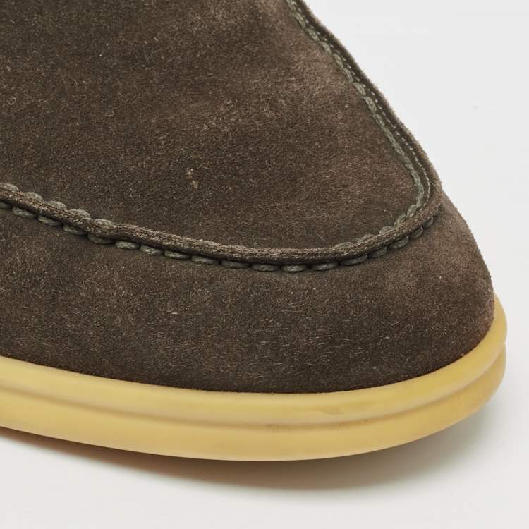 Pre Owned Loro Piana Brown Suede Open Walk Ankle Length Boots Size 44