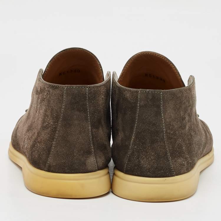 Pre Owned Loro Piana Brown Suede Open Walk Ankle Length Boots Size 44