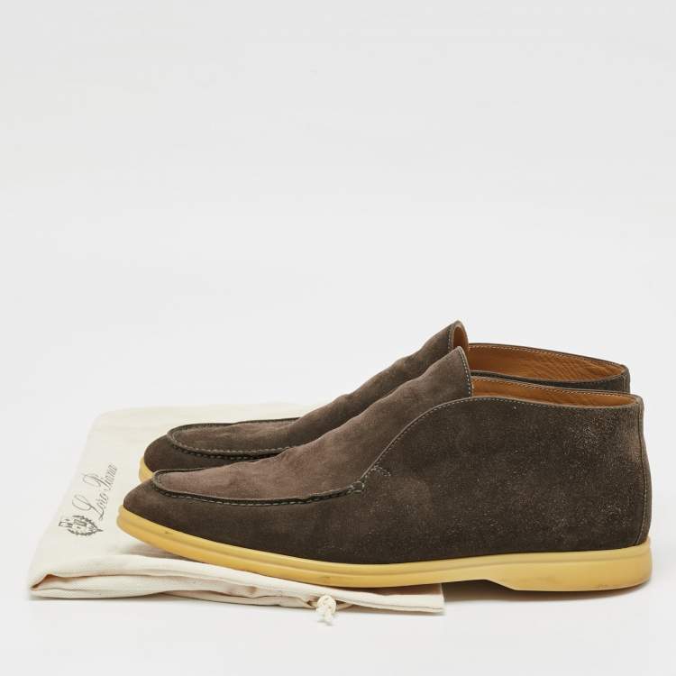 Pre Owned Loro Piana Brown Suede Open Walk Ankle Length Boots Size 44