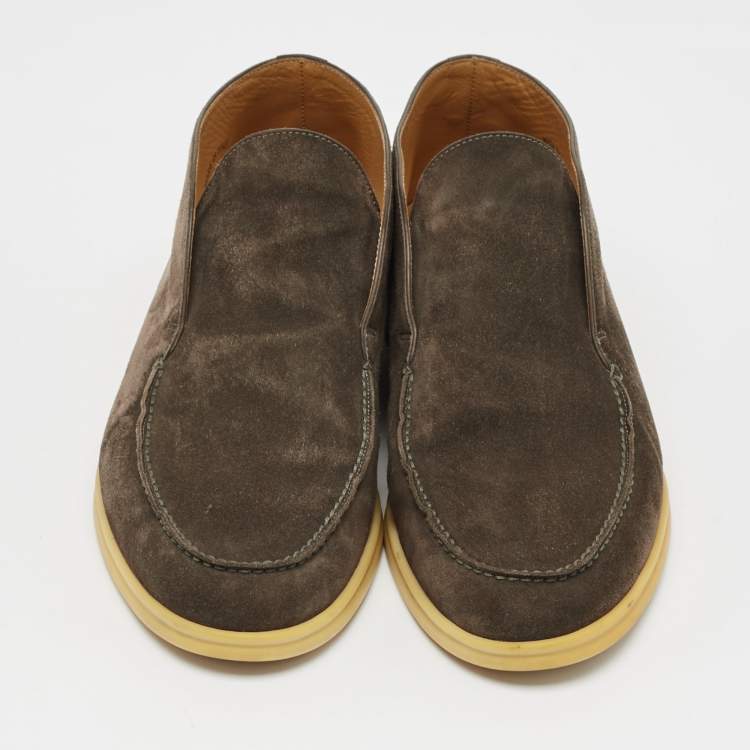 Pre Owned Loro Piana Brown Suede Open Walk Ankle Length Boots Size 44