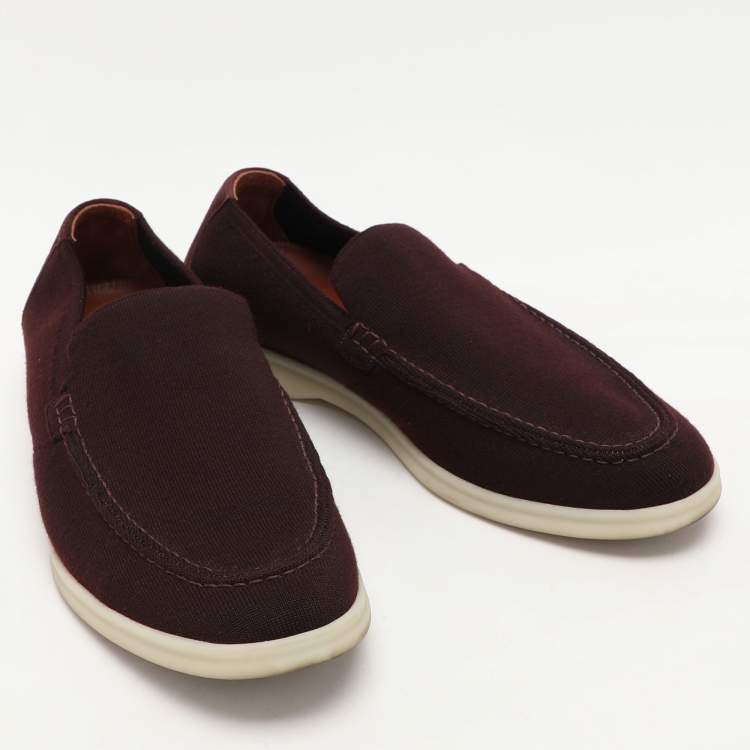 Pre Owned Loro Piana Brown Suede and Wool Summer Walk Slip On Sneakers Size 40.5