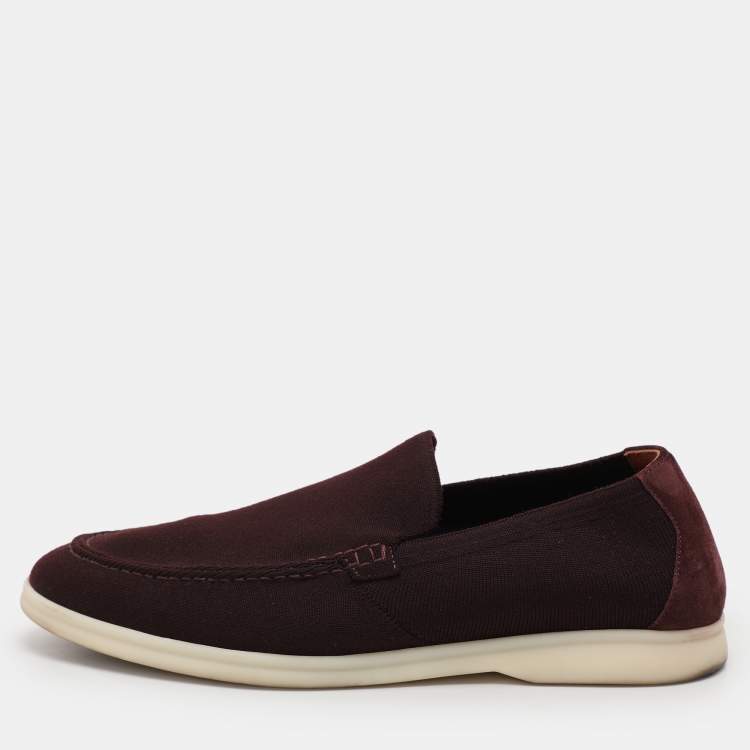 Pre Owned Loro Piana Brown Suede and Wool Summer Walk Slip On Sneakers Size 40.5