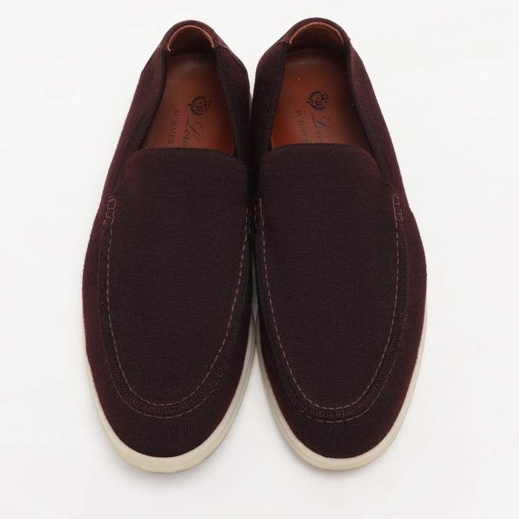 Pre Owned Loro Piana Brown Suede and Wool Summer Walk Slip On Sneakers Size 40.5