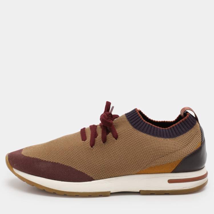 مملوكة مسبقًا Loro Piana Multicolor Knit Fabric and Leather 360 Flexy Walker Low Top Sneakers Size 41