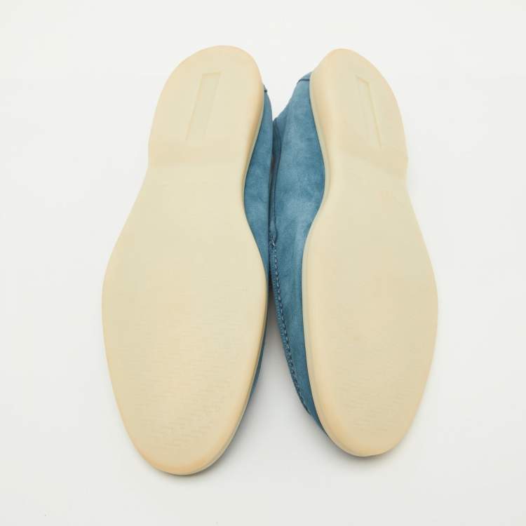مملوكة مسبقًا Loro Piana Blue Suede Summer Walk Loafers Size 42.5