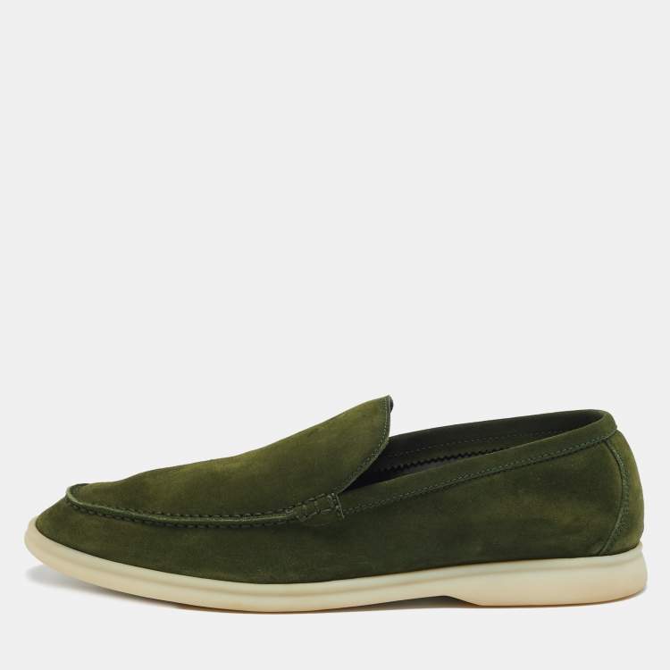 Pre Owned Loro Piana Green Suede Harrods Walk Slip On Loafers Size 43