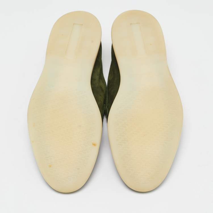 Pre Owned Loro Piana Green Suede Harrods Walk Slip On Loafers Size 43