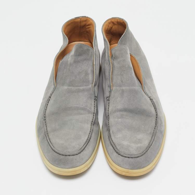 Pre Owned Loro Piana Grey Suede Summer Walk Loafers Size 42.5
