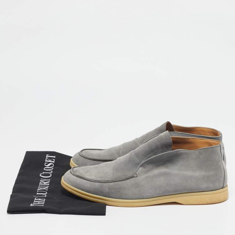 Pre Owned Loro Piana Grey Suede Summer Walk Loafers Size 42.5