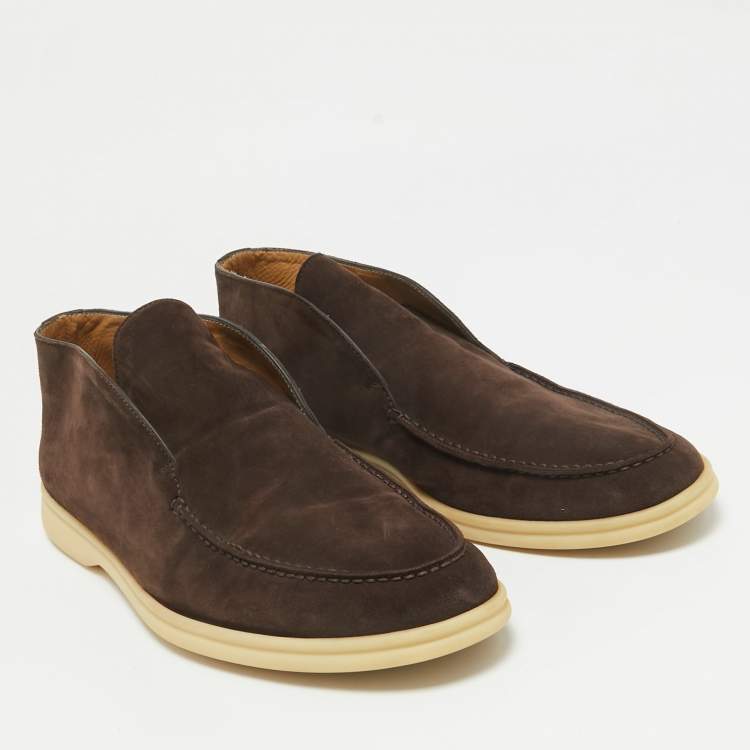 Pre Owned Loro Piana Brown Suede Open Walk Ankle Length Boots Size 44