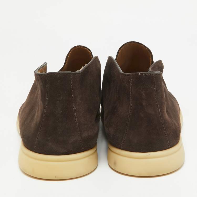 Pre Owned Loro Piana Brown Suede Open Walk Ankle Length Boots Size 44