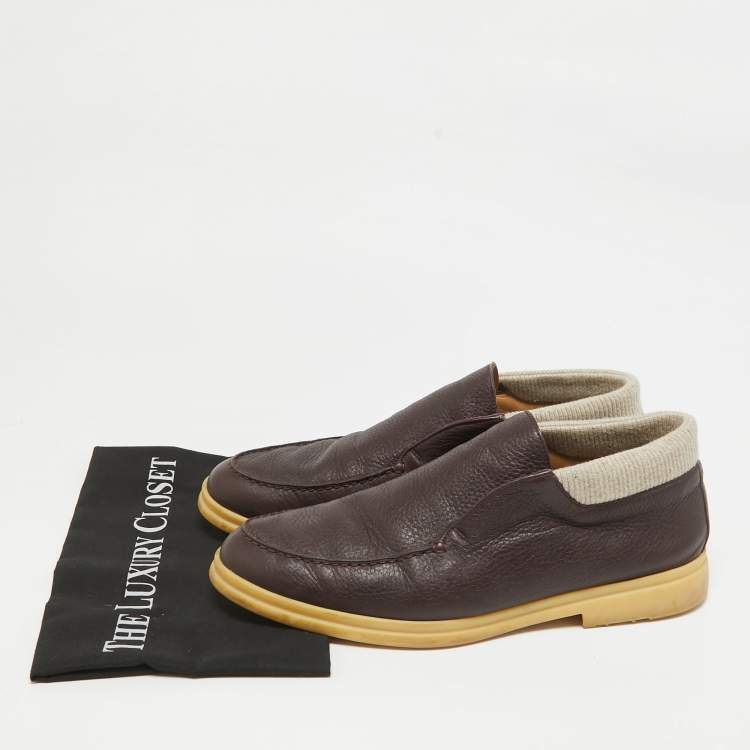 Pre Owned Loro Piana Burgundy Leather Open Walk Ankle Boots Size 43.5
