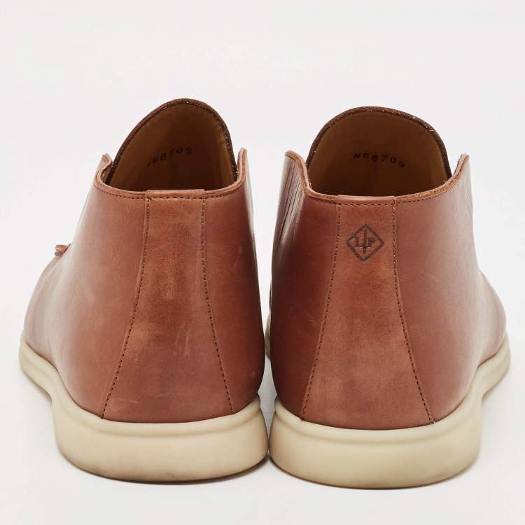 Pre Owned Loro Piana Brown Leather Open Walk Ankle Boots Size 44