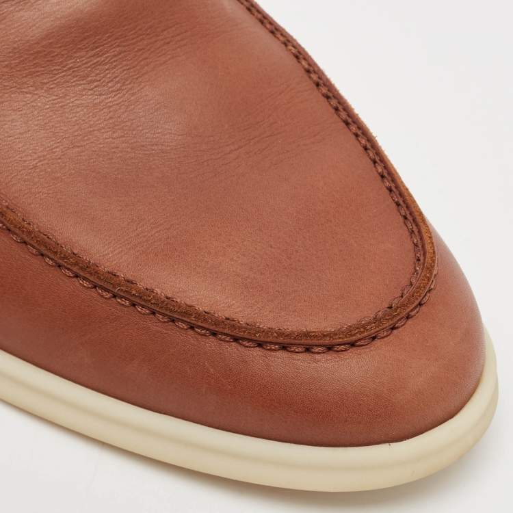 Pre Owned Loro Piana Brown Leather Open Walk Ankle Boots Size 44