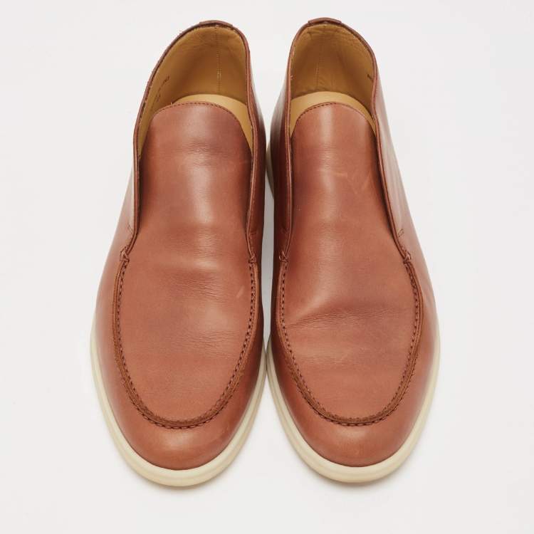 Pre Owned Loro Piana Brown Leather Open Walk Ankle Boots Size 44