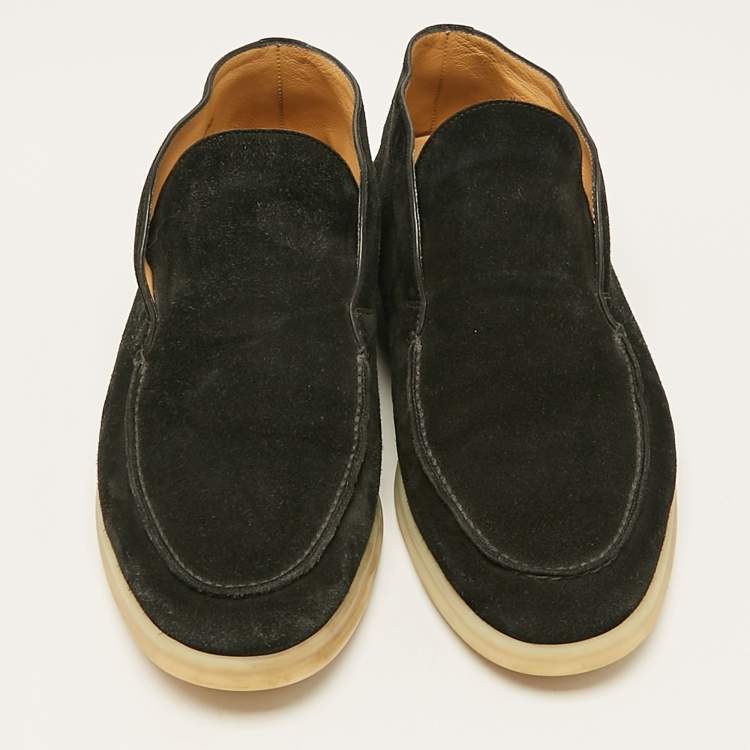 Pre Owned Loro Piana Black Suede Open Walk Ankle Boots Size 43