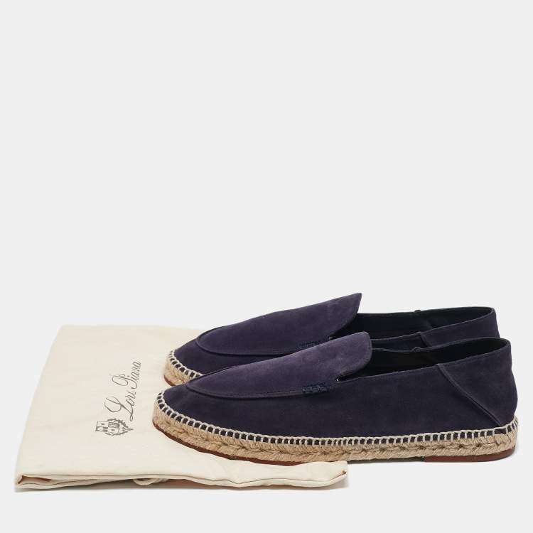 Pre Owned Loro Piana Dark Purple Suede Seaside Walk Espadrilles Size 45