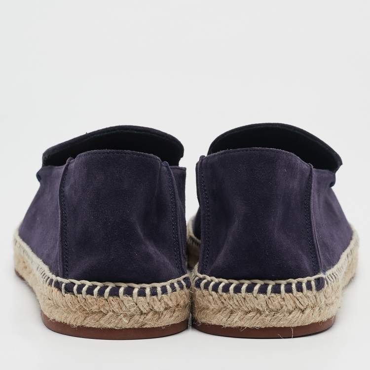Pre Owned Loro Piana Dark Purple Suede Seaside Walk Espadrilles Size 45