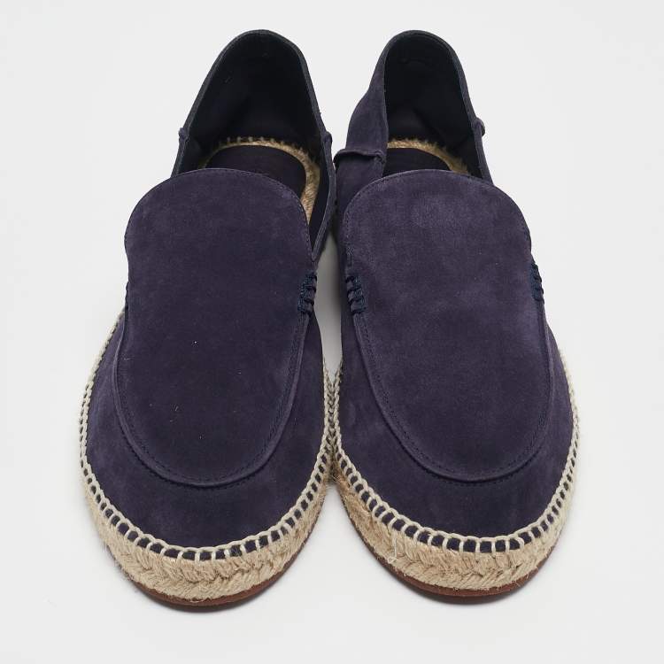 Pre Owned Loro Piana Dark Purple Suede Seaside Walk Espadrilles Size 45