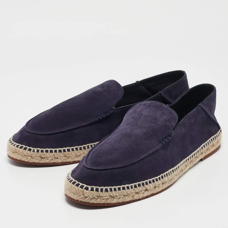 Pre Owned Loro Piana Dark Purple Suede Seaside Walk Espadrilles Size 45