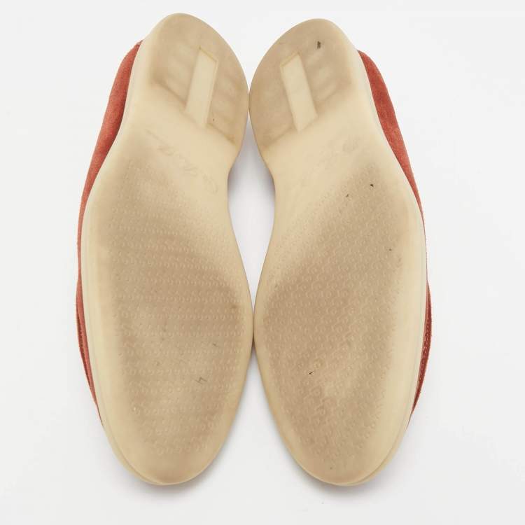 Pre Owned Loro Piana Dark Orange Suede Summer Walk Loafers Size 39