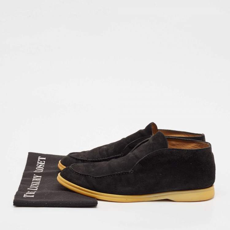 Pre Owned Loro Piana Black Suede Open Walk Ankle Boots Size 43