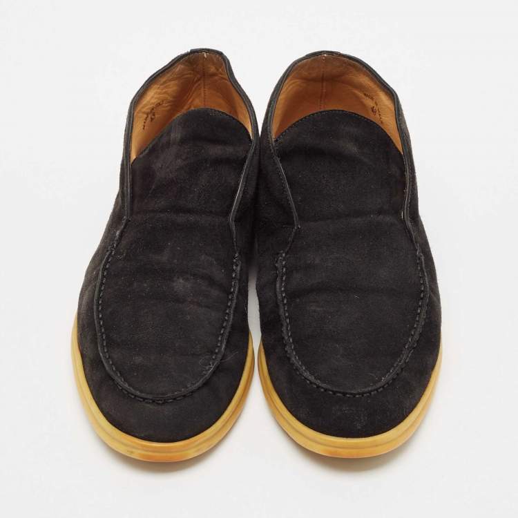 Pre Owned Loro Piana Black Suede Open Walk Ankle Boots Size 43