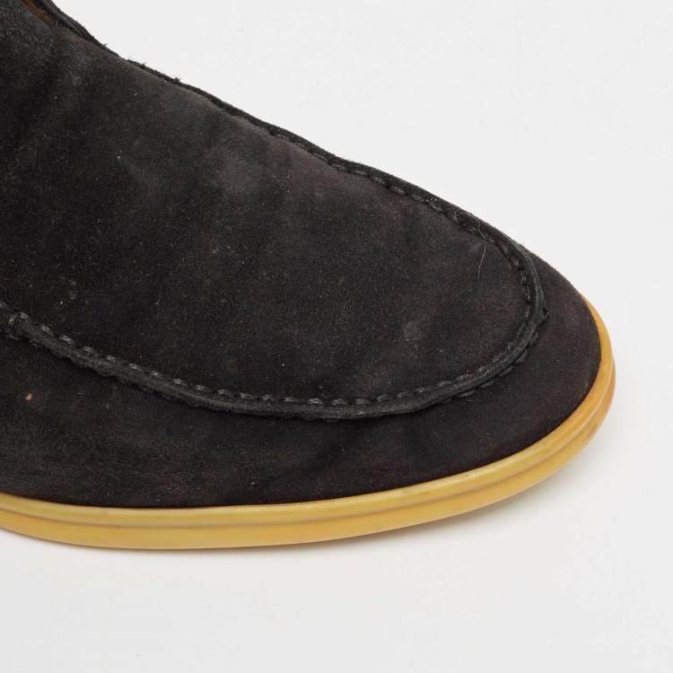 Pre Owned Loro Piana Black Suede Open Walk Ankle Boots Size 43