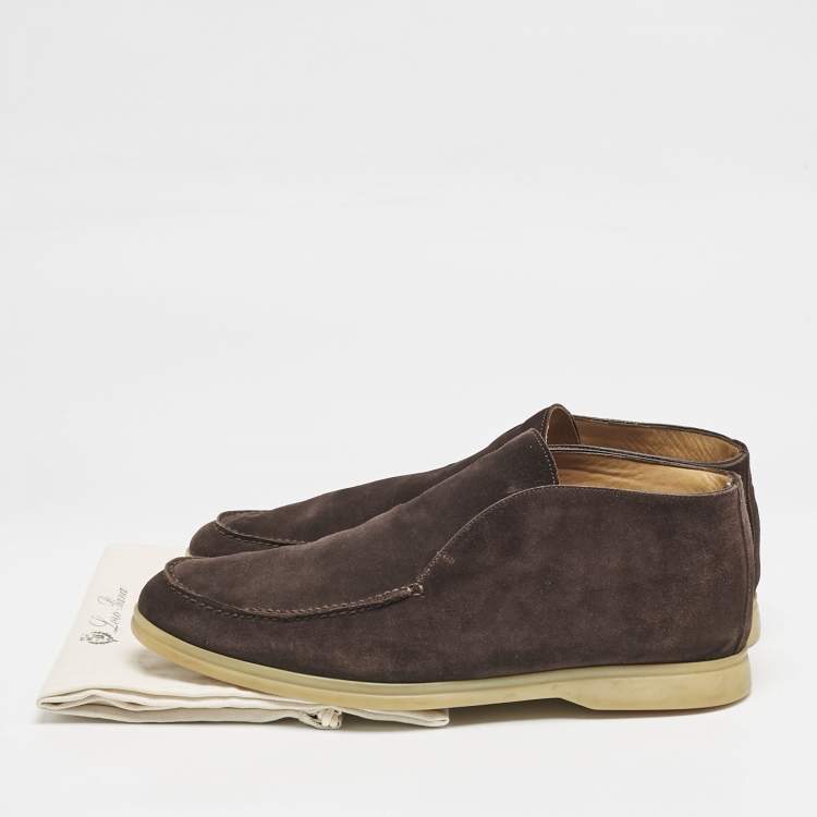Pre Owned Loro Piana Brown Suede Open Walk Ankle Boots Size 42