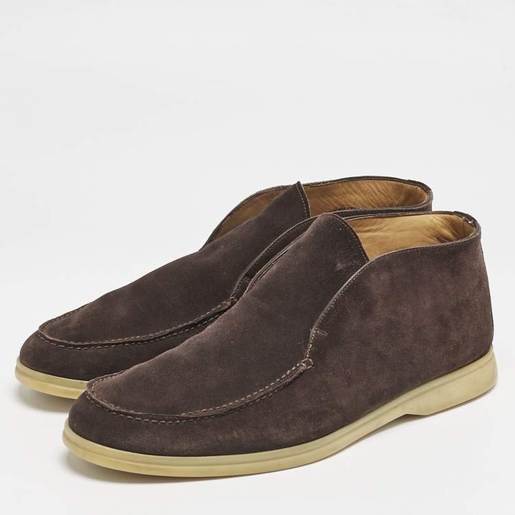 Pre Owned Loro Piana Brown Suede Open Walk Ankle Boots Size 42