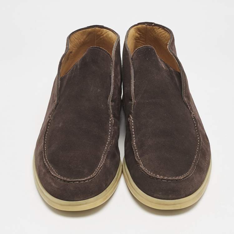 Pre Owned Loro Piana Brown Suede Open Walk Ankle Boots Size 42