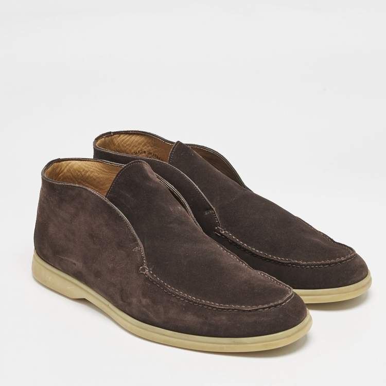 Pre Owned Loro Piana Brown Suede Open Walk Ankle Boots Size 42